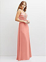 Alt View 2 Thumbnail - Rose - PANTONE Rose Quartz Vertical Ruched Bodice Satin Maxi Dress with Full Skirt