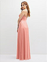 Alt View 3 Thumbnail - Rose - PANTONE Rose Quartz Vertical Ruched Bodice Satin Maxi Dress with Full Skirt