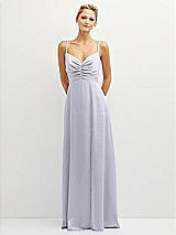Front View Thumbnail - Silver Dove Vertical Ruched Bodice Satin Maxi Dress with Full Skirt
