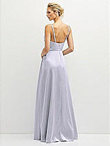 Rear View Thumbnail - Silver Dove Vertical Ruched Bodice Satin Maxi Dress with Full Skirt