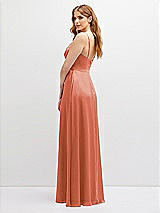 Alt View 3 Thumbnail - Terracotta Copper Vertical Ruched Bodice Satin Maxi Dress with Full Skirt