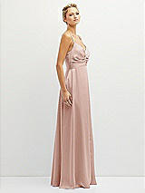 Side View Thumbnail - Toasted Sugar Vertical Ruched Bodice Satin Maxi Dress with Full Skirt