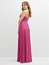 Alt View 3 Thumbnail - Tea Rose Vertical Ruched Bodice Satin Maxi Dress with Full Skirt