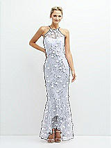 Front View Thumbnail - Silver Dove Sheer Halter Neck 3D Floral Embroidered Dress with High-Low Hem
