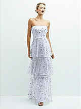 Front View Thumbnail - Silver Dove Strapless 3D Floral Embroidered Dress with Tiered Maxi Skirt