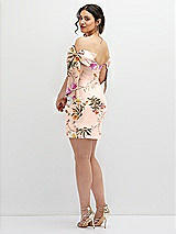 Alt View 4 Thumbnail - Butterfly Botanica Pink Sand Floral Satin Off-the-Shoulder Bow Corset Fit and Flare Mini Dress