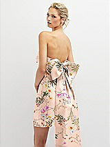 Alt View 1 Thumbnail - Butterfly Botanica Pink Sand Floral Strapless Satin Column Mini Dress with Oversized Bow