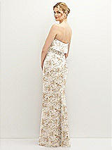 Rear View Thumbnail - Golden Hour Floral Soft Ruffle Cuff Strapless Trumpet Dress with Front Slit