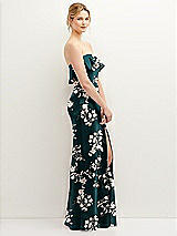 Side View Thumbnail - Vintage Primrose Floral Soft Ruffle Cuff Strapless Trumpet Dress with Front Slit