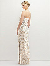 Rear View Thumbnail - Golden Hour Strapless Pull-On Floral Satin Column Dress with Side Seam Slit