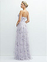 Rear View Thumbnail - Lilac Haze Garden Floral Strapless Twist Cup Corset Tulle Dress with Long Full Skirt