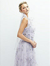 Alt View 1 Thumbnail - Lilac Haze Garden Floral Scarf Tie One-Shoulder Tulle Dress with Long Full Skirt