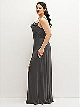 Side View Thumbnail - Caviar Gray Soft Cowl-Neck A-Line Maxi Dress with Adjustable Straps
