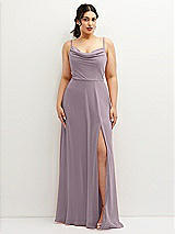 Front View Thumbnail - Lilac Dusk Soft Cowl-Neck A-Line Maxi Dress with Adjustable Straps