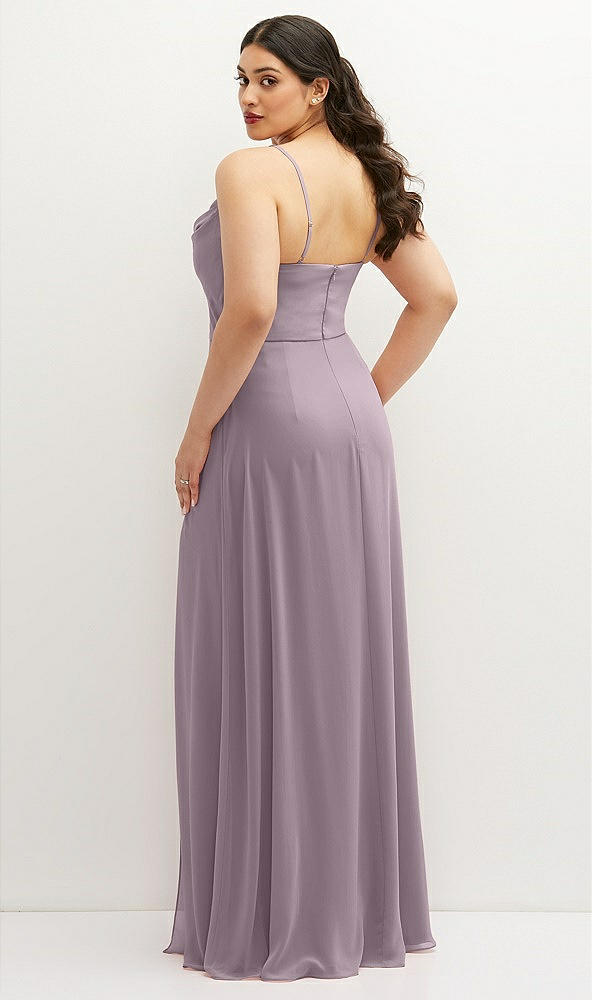 Back View - Lilac Dusk Soft Cowl-Neck A-Line Maxi Dress with Adjustable Straps
