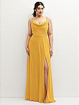 Front View Thumbnail - NYC Yellow Soft Cowl-Neck A-Line Maxi Dress with Adjustable Straps