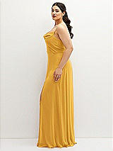 Side View Thumbnail - NYC Yellow Soft Cowl-Neck A-Line Maxi Dress with Adjustable Straps