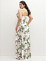 Rear View Thumbnail - Palm Beach Print Soft Cowl-Neck A-Line Maxi Dress with Adjustable Straps