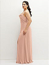 Side View Thumbnail - Pale Peach Soft Cowl-Neck A-Line Maxi Dress with Adjustable Straps