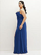 Side View Thumbnail - Classic Blue Soft Cowl-Neck A-Line Maxi Dress with Adjustable Straps