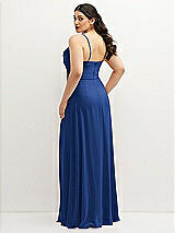 Rear View Thumbnail - Classic Blue Soft Cowl-Neck A-Line Maxi Dress with Adjustable Straps