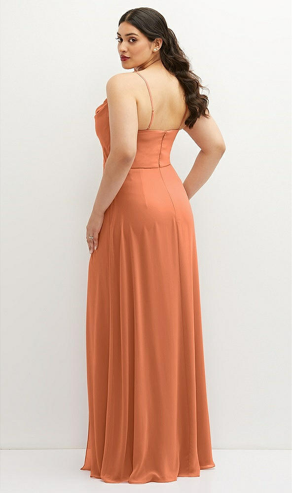 Back View - Sweet Melon Soft Cowl-Neck A-Line Maxi Dress with Adjustable Straps