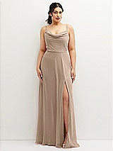 Front View Thumbnail - Topaz Soft Cowl-Neck A-Line Maxi Dress with Adjustable Straps