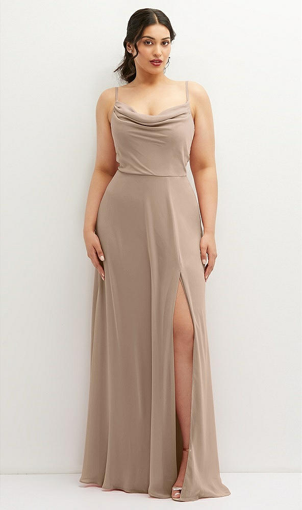 Front View - Topaz Soft Cowl-Neck A-Line Maxi Dress with Adjustable Straps