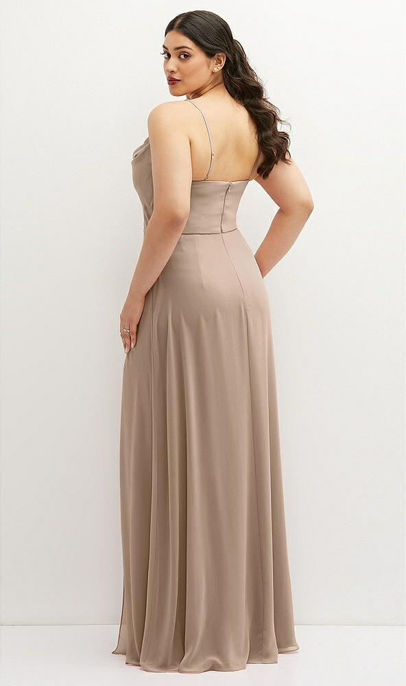Back View - Topaz Soft Cowl-Neck A-Line Maxi Dress with Adjustable Straps