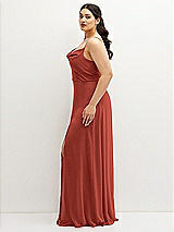 Side View Thumbnail - Amber Sunset Soft Cowl-Neck A-Line Maxi Dress with Adjustable Straps