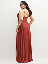 Rear View Thumbnail - Amber Sunset Soft Cowl-Neck A-Line Maxi Dress with Adjustable Straps