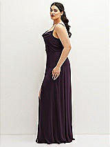Side View Thumbnail - Aubergine Soft Cowl-Neck A-Line Maxi Dress with Adjustable Straps