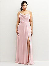 Front View Thumbnail - Ballet Pink Soft Cowl-Neck A-Line Maxi Dress with Adjustable Straps