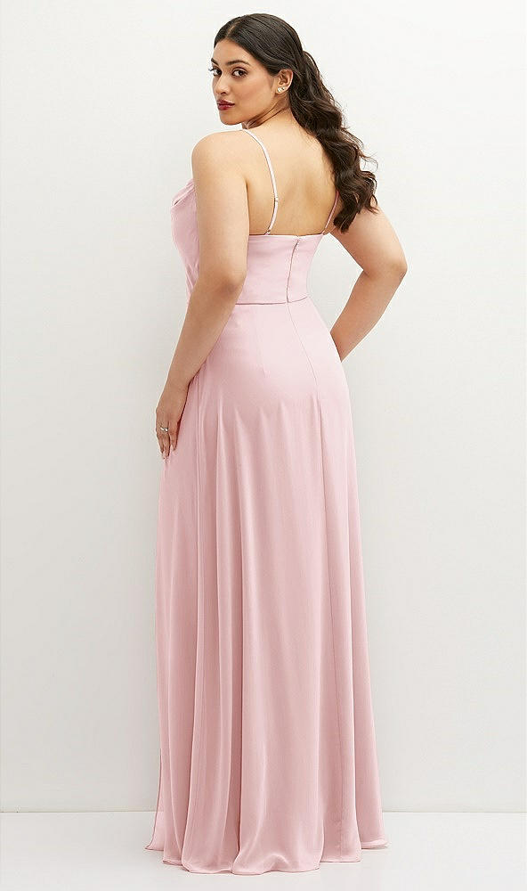 Back View - Ballet Pink Soft Cowl-Neck A-Line Maxi Dress with Adjustable Straps