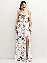 Front View Thumbnail - Butterfly Botanica Ivory Soft Cowl-Neck A-Line Maxi Dress with Adjustable Straps