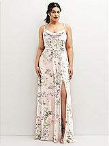 Front View Thumbnail - Blush Garden Soft Cowl-Neck A-Line Maxi Dress with Adjustable Straps