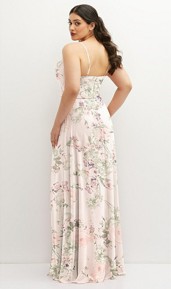 Back View - Blush Garden Soft Cowl-Neck A-Line Maxi Dress with Adjustable Straps