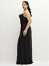 Side View Thumbnail - Black Soft Cowl-Neck A-Line Maxi Dress with Adjustable Straps