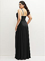 Rear View Thumbnail - Black Soft Cowl-Neck A-Line Maxi Dress with Adjustable Straps