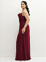 Side View Thumbnail - Burgundy Soft Cowl-Neck A-Line Maxi Dress with Adjustable Straps