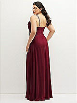 Rear View Thumbnail - Burgundy Soft Cowl-Neck A-Line Maxi Dress with Adjustable Straps