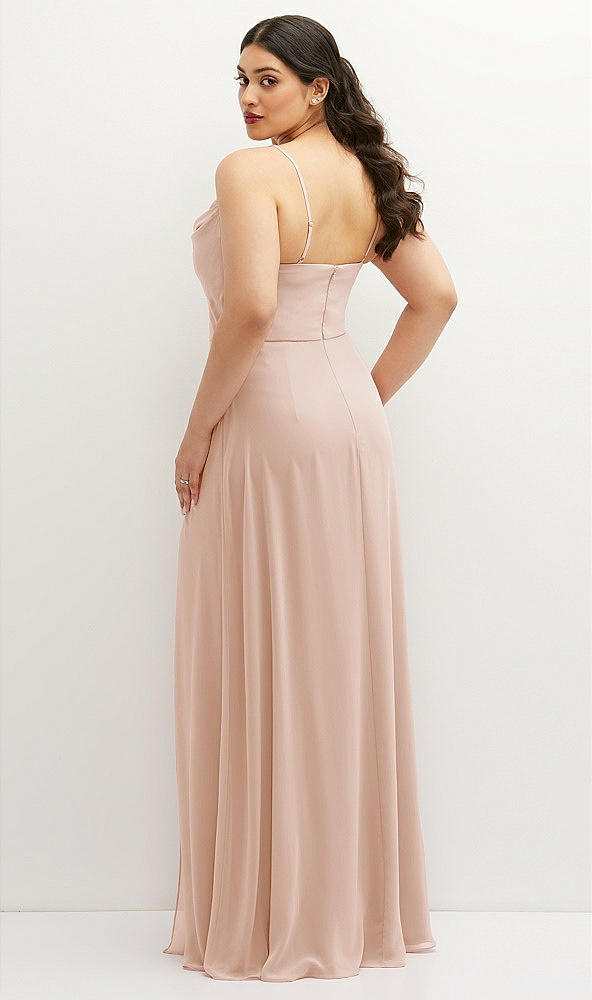 Back View - Cameo Soft Cowl-Neck A-Line Maxi Dress with Adjustable Straps