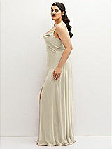 Side View Thumbnail - Champagne Soft Cowl-Neck A-Line Maxi Dress with Adjustable Straps