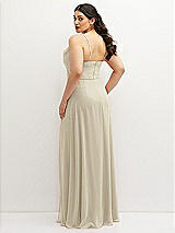 Rear View Thumbnail - Champagne Soft Cowl-Neck A-Line Maxi Dress with Adjustable Straps