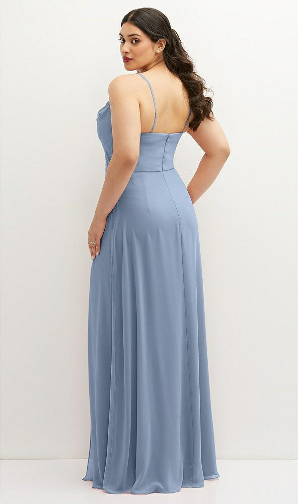 Back View - Cloudy Soft Cowl-Neck A-Line Maxi Dress with Adjustable Straps