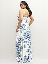 Rear View Thumbnail - Cottage Rose Dusk Blue Soft Cowl-Neck A-Line Maxi Dress with Adjustable Straps