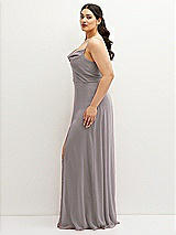Side View Thumbnail - Cashmere Gray Soft Cowl-Neck A-Line Maxi Dress with Adjustable Straps