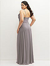 Rear View Thumbnail - Cashmere Gray Soft Cowl-Neck A-Line Maxi Dress with Adjustable Straps