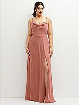Front View Thumbnail - Desert Rose Soft Cowl-Neck A-Line Maxi Dress with Adjustable Straps