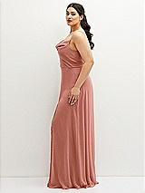 Side View Thumbnail - Desert Rose Soft Cowl-Neck A-Line Maxi Dress with Adjustable Straps